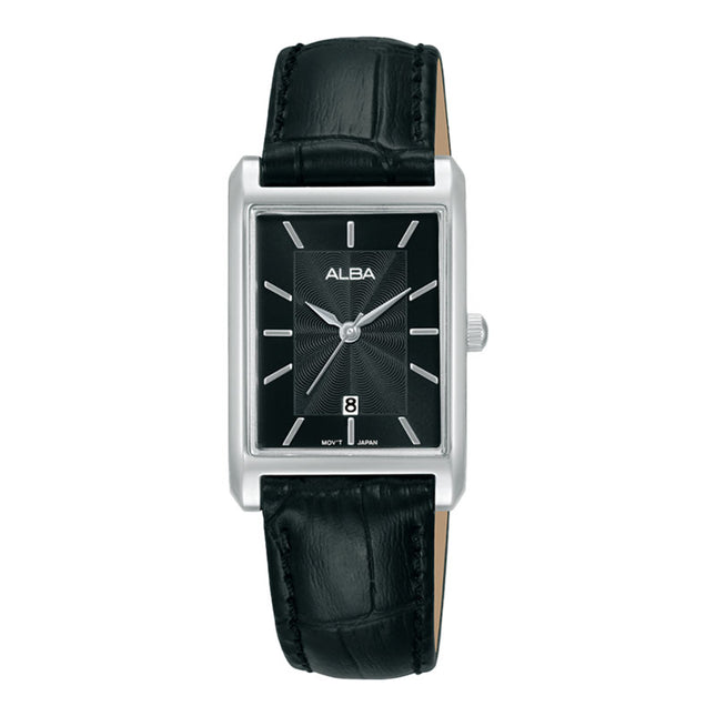 Alba Fashion AH7DH5X1 Ladies Black Dial Black Leather Strap