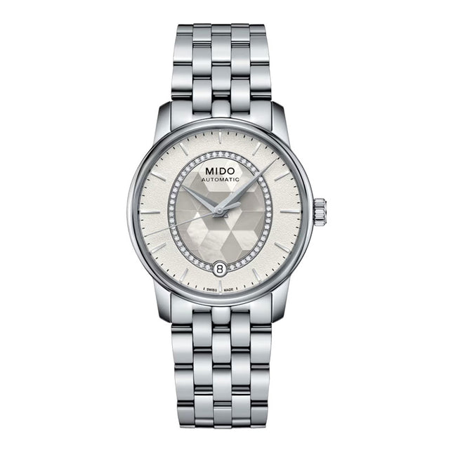 MIDO Baroncelli Prisma M007.207.11.116.00 Lady Diamonds White Mother Of Pearl Dial St. Steel Strap