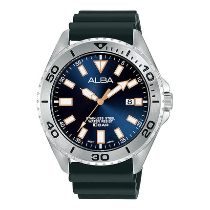 Alba Active AS9Q47X1 Men Blue Dial Black Rubber Strap