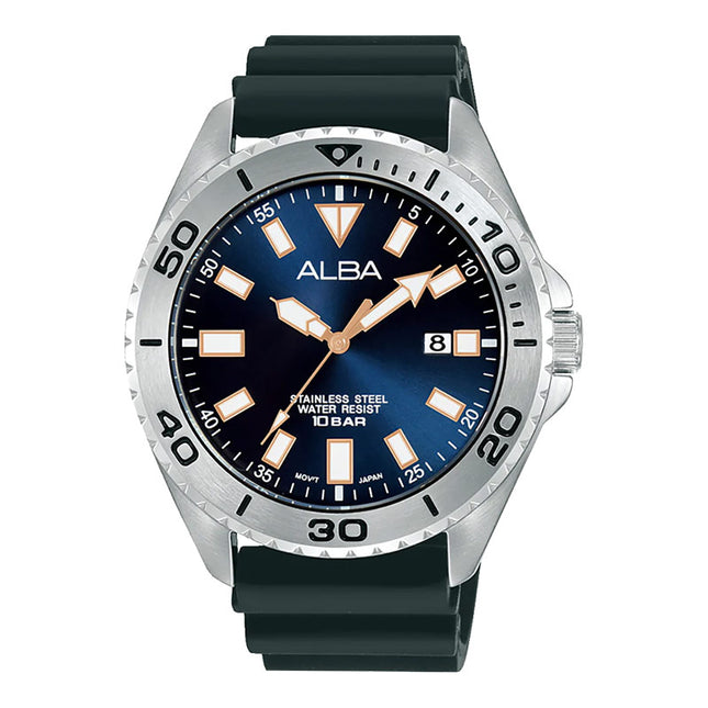 Alba Active AS9Q47X1 Men Blue Dial Black Rubber Strap