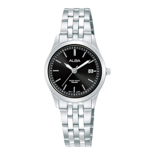 Alba Prestige AH7CF3X1 Ladies Black Dial Stainless Steel Strap