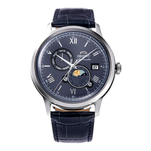 Orient Classic RA-AK0806L Bambino Automatic Sun & Moon Navy Blue Dial Blue Leather Strap