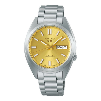 Seiko 5 Sport SRPL59K1 SNXS Vintage Gold Collection In Gold Cufflinks Stainless Steel Strap