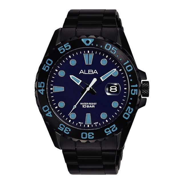Alba Active AS9N27X1 Men Blue Dial Black Stainless Steel Strap
