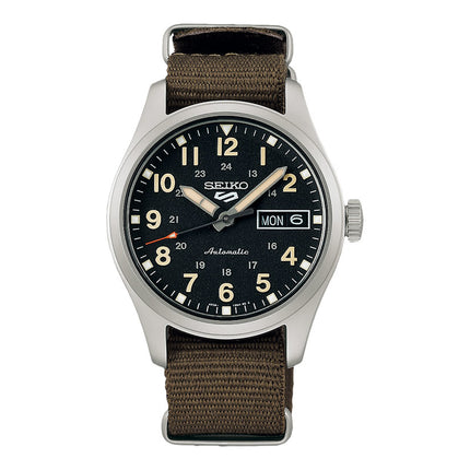 Seiko 5 Sports SRPJ85K1 Mid-Field Sports Style Green Zone Automatic Men Black Dial Nylon Strap