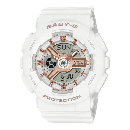 Casio Baby-G BA-110XRG-7ADR Digital Analog Rose Gold Dial White Resin Band