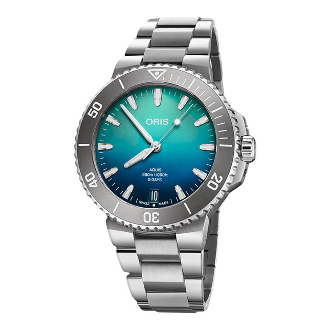 Oris Aquis 01-400-7790-4185-SET Great Barrier Reef Blue Dial Stainless Steel Strap Limited Edition