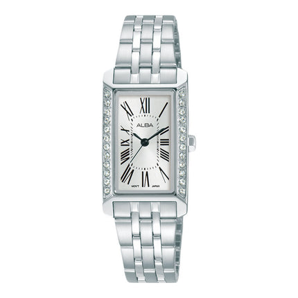 Alba Fashion AK3055X1 Ladies Silver White Dial Stainless Steel Strap