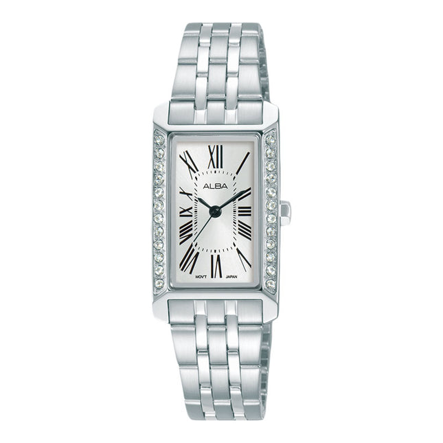 Alba Fashion AK3055X1 Ladies Silver White Dial Stainless Steel Strap
