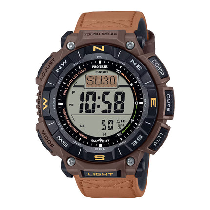 Casio Pro Trek PRG-340L-5DR CASTLON Climber Line Digital Dial Coyote Brown Leather Band