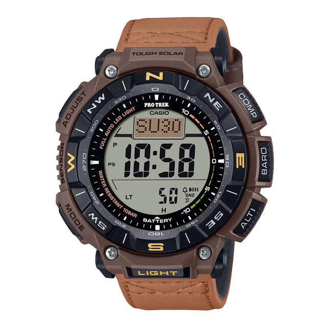 Casio Pro Trek PRG-340L-5DR CASTLON Climber Line Digital Dial Coyote Brown Leather Band
