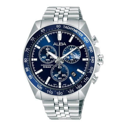 Alba Signa AX7027X1 Men Chronograph Blue Dial Stainless Steel Strap