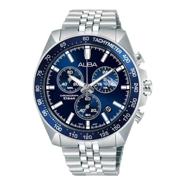 Alba Signa AX7027X1 Men Chronograph Blue Dial Stainless Steel Strap