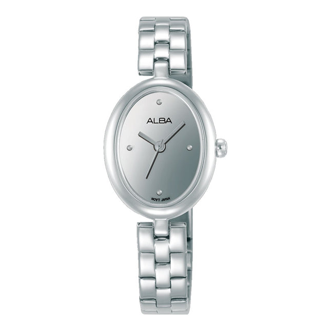 Alba Fashion AH8921X1 Ladies Analog Silver Polished Dial Stainless Steel Strap