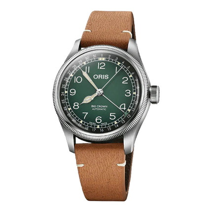 Oris Big Crown 01-754-7779-4067-SET Cervo Volante Green Dial Brown Leather Strap