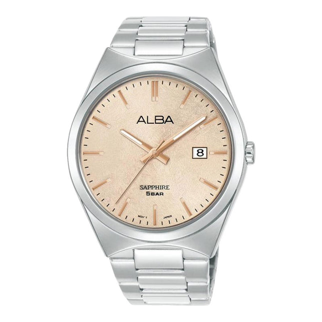 Alba Prestige AS9V79X1 Men Sapphire Ivory Dial Stainless Steel Strap