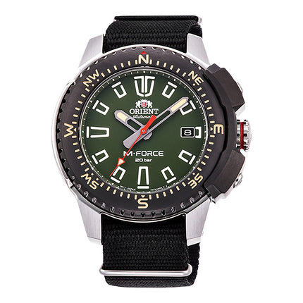 Orient M-Force RA-AC0N03E Mechanical Sports Automatic Men Green Dial Black Nylon Strap