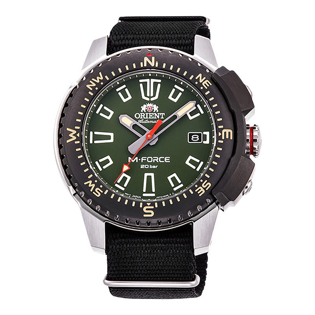 Orient M-Force RA-AC0N03E Mechanical Sports Automatic Men Green Dial Black Nylon Strap