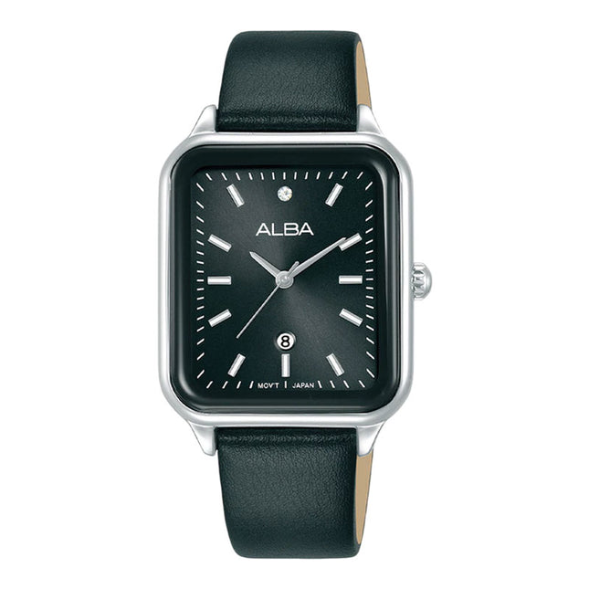Alba Fashion AH7DW7X1 Ladies Black Dial Black Leather Strap