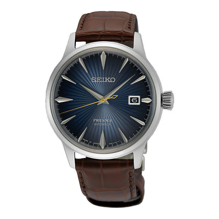 Seiko Presage SRPK15J1 Cocktail Time Midnight Blue Moon Blue Gradient Dial Brown Leather Strap