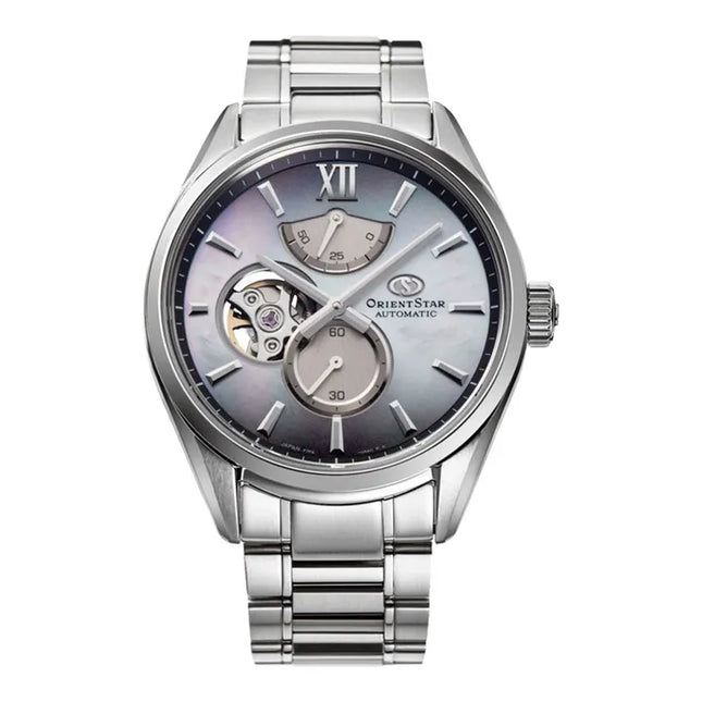 Orient Star M34 F7 RE-BY0009A Semi Skeleton Aurora Gray MOP Dial St Steel Strap Limited Edition