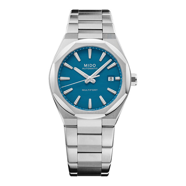 MIDO Multifort 8 M055.507.11.041.00 One Crown Turquoise Dial Stainless Steel Strap