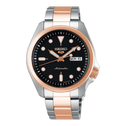 Seiko 5 Sports SRPE58K1 SKX Sports Style Black Dial Dual Tone Stainless Steel Strap