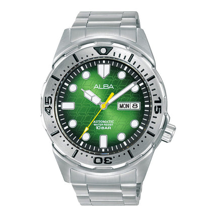 Alba Mechanical AL4443X1 Automatic Men Green Black Gradation Patterned Dial Stainless Steel Strap