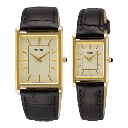 Seiko Classic SWR110P1_SWR106P1 Gold Dial Dark Brown Leather Strap