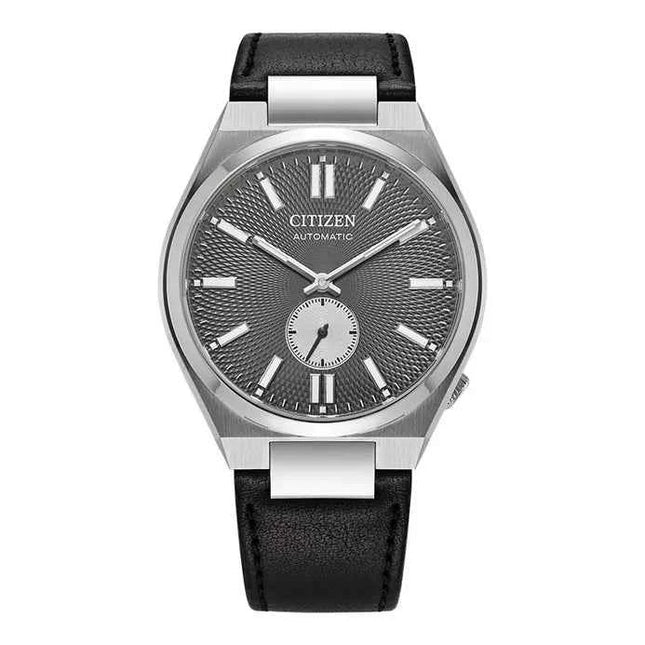 Citizen Mechanical NK5010-01H Tsuyosa Small Second Automatic Men Grey Dial Black Leather Strap