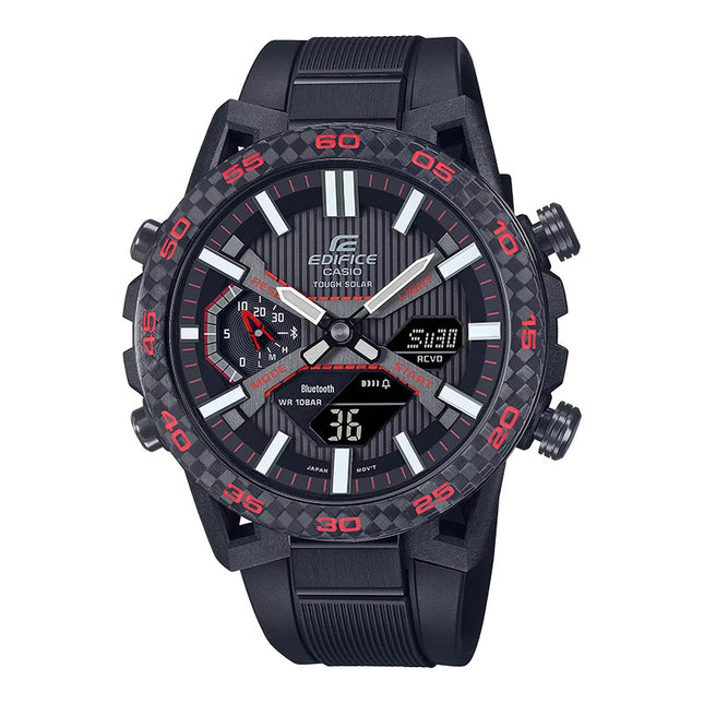 Casio Edifice ECB-2000PB-1ADF Men The Sospensione Digital Analog Black Dial Black Resin Band