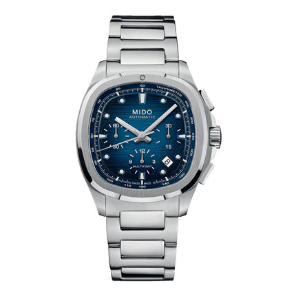 MIDO Multifort TV M049.527.11.041.00 Men Chronograph Blue Dial Stainless Steel Strap + Extra Strap