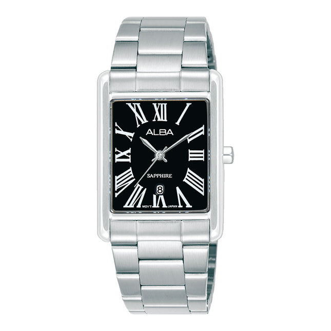 Alba Prestige AH7ES9X1 Tank Analog Black Dial Stainless Steel Strap