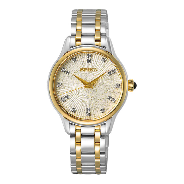 Seiko Ladies SRZ550P1 Cream Sparkle Effect Dial Dual Tone Stainless Steel Strap