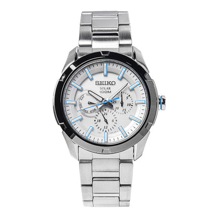 Seiko Solar SNE257P1 White Dial Stainless Steel Strap