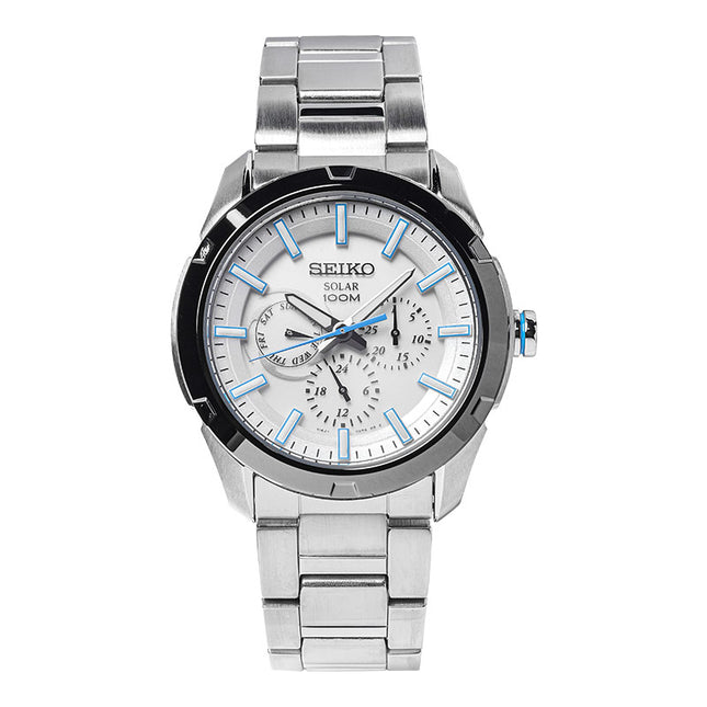Seiko Solar SNE257P1 White Dial Stainless Steel Strap
