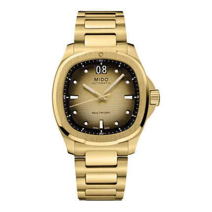 MIDO Multifort TV Big Date M049.526.33.021.00 Champagne Dial Gold St Steel Strap + Extra Strap