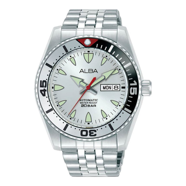 Alba Mechanical AL4765X1 Men Ocean Arrow Silver Dial Stainless Steel Strap