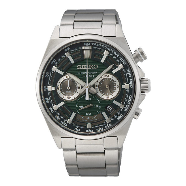 Seiko Chronograph SSB405P1 Essentials Green Dial Stainless Steel Strap