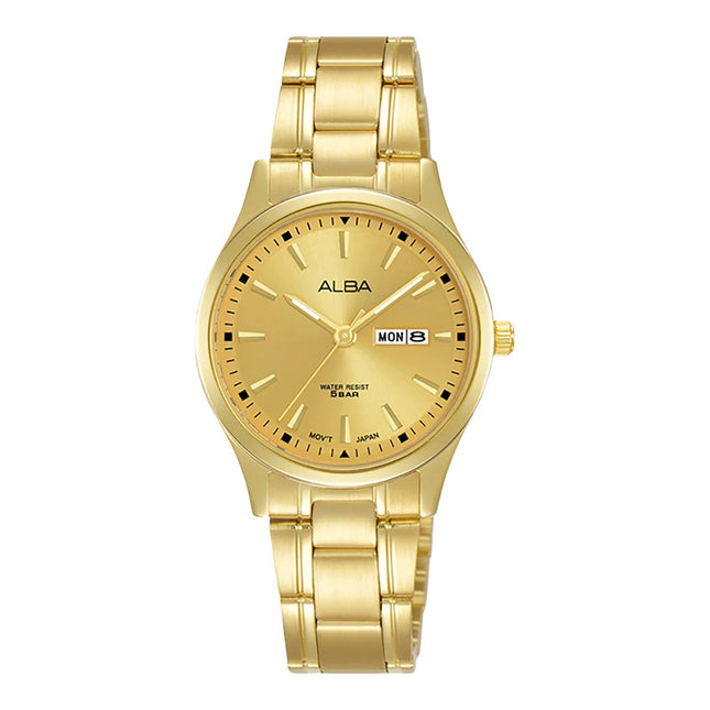 Alba Prestige AN8044X1 Ladies Gold Dial Gold Stainless Steel Strap