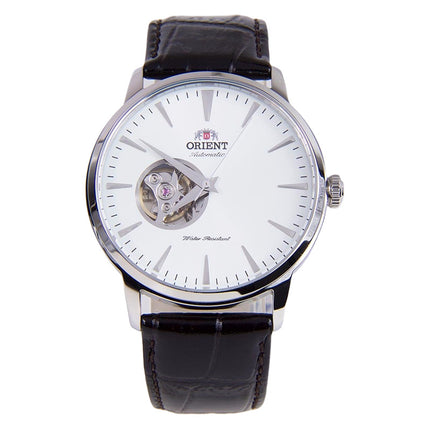Orient Esteem II TAG02005W Automatic Skeleton Men White Dial Black Leather Strap