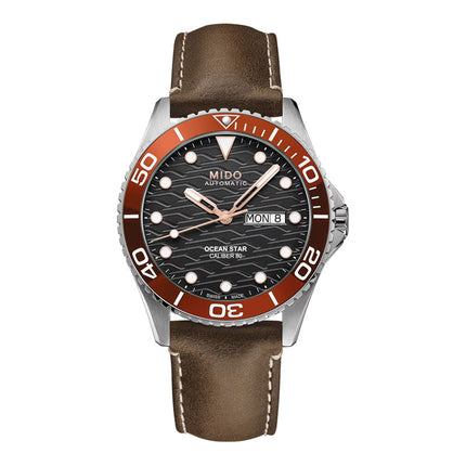 MIDO Ocean Star 200C M042.430.16.051.00 Men Automatic Black Dial Brown Leather Strap