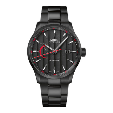 MIDO Multifort M038.424.33.051.00 Power Reserve Black Dial Black Stainless Steel Strap