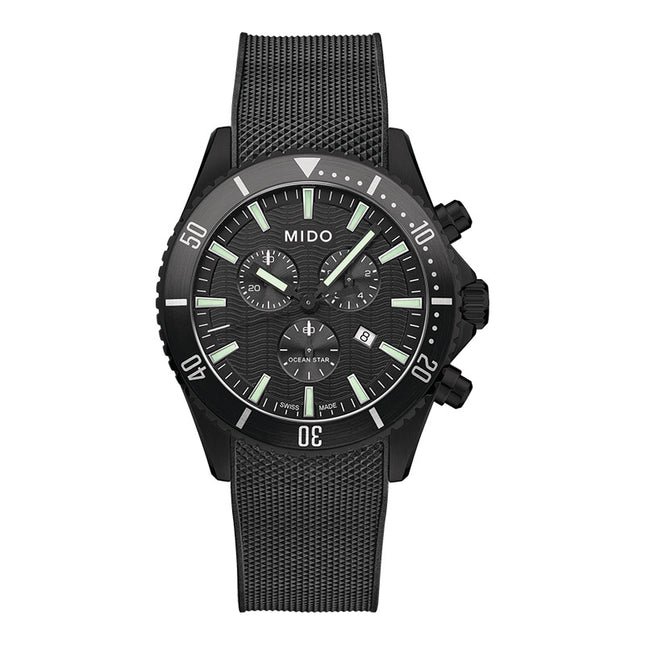 MIDO Ocean Star M026.417.37.051.00 Chronograph Black Dial Black Rubber Strap