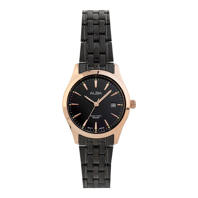 Alba AH7BM6X1 Ladies Black Dial Black Stainless Steel Strap