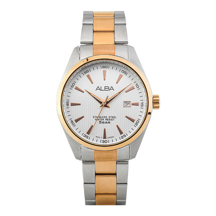 Alba Fashion AG8394X1 Men Silver Dial Dual Tone Stainless Steel Strap