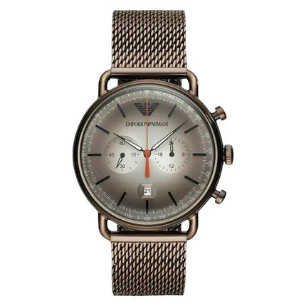 Emporio Armani AR11169 Chronograph Grey Gradient Dial Brown Mesh Strap