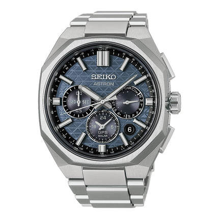 Seiko Astron HAB001J1 GPS Solar Dual Time Chronograph Blue Dial Titanium Strap