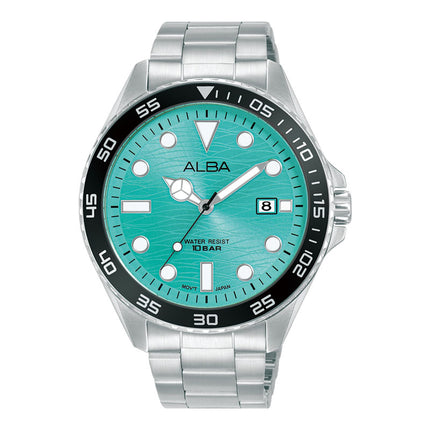 Alba Active AS9V61X1 Men Turquoise Dial Stainless Steel Strap