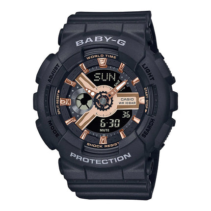 Casio Baby-G BA-110XRG-1ADR Digital Analog Rose Gold Dial Black Resin Band